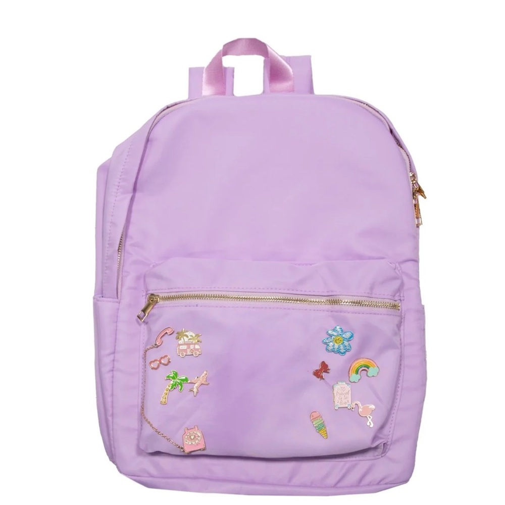 Back pack. Mini dreamers Fave Emoji Pins purple Backpack